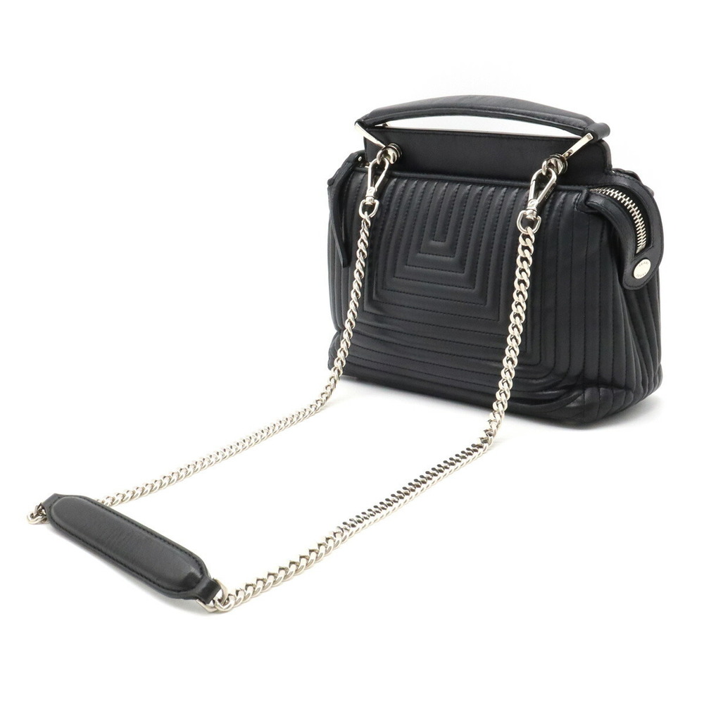 Fendi Black Click Leather Handbag .com Silver